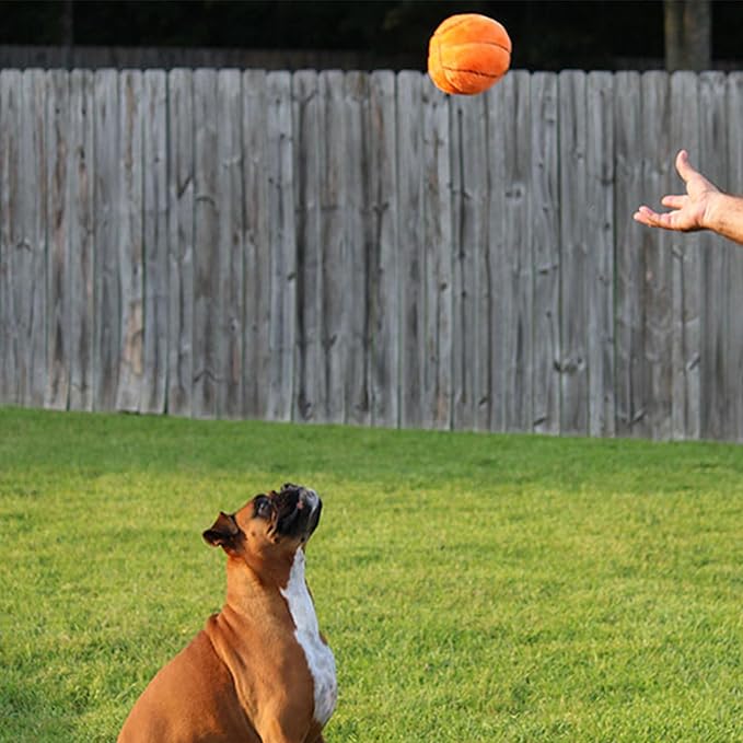 Jeffers Pet Sporty Pup Plush Football Squeaker Dog Toy, 8" - Soft Interactive Plush Ball for Dogs & Puppies, Indoor Play, Fetch, Cuddle, Interactive Fun, Birthday, Holiday, Christmas, Halloween