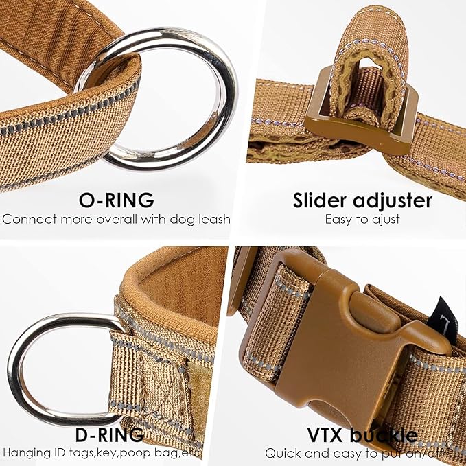 No Pull Dog Harness Brown for Small Medium Large Sized Dogs, Reflective Escape Proof Adjustable Dog Harnesses with 2 Patch, S