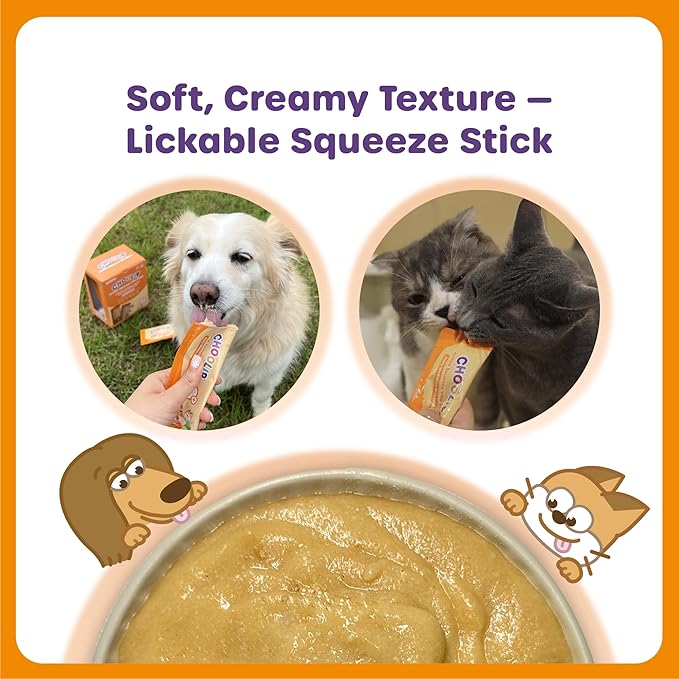 Choolip Squeeze Vita Stick Lickable Cat and Dog Treats – 20-Pack of 40g – Real Fish Puree with Multivitamins & Postbiotics – Hydrating, Gut & Immune Support – Large Breeds & Multi-Pet Homes