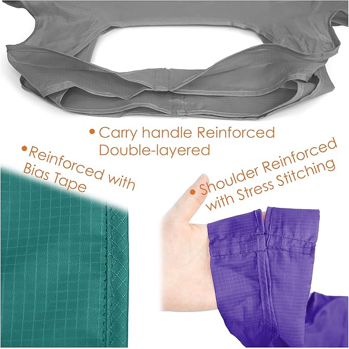 BeeGreen Colorful Reusable Grocery Bags 6 Pack, Heavy Duty Totes for Women, Foldable Grocery Bag Large Shopping Totes with Handles for Work, Travel, Gift, Store, Polyester Washable Reusable Tote Bag