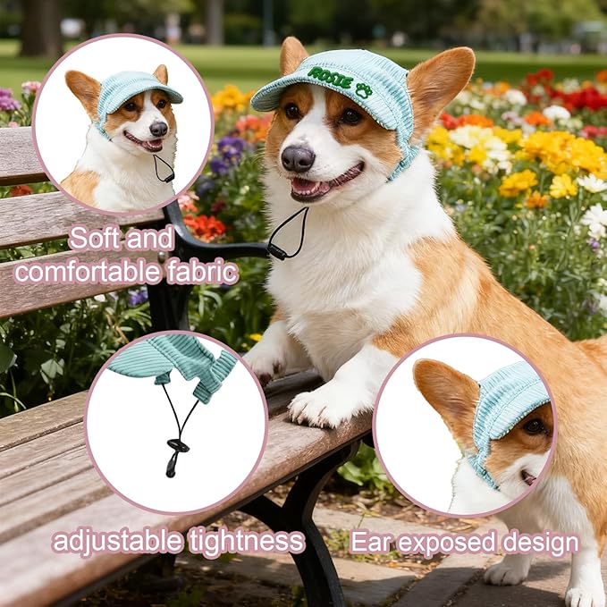 Personalized Dog Hat with Embroidered Name, Custom Dog Hat with Ear Holes, Adjustable UV Sun Protection Pet Baseball Cap Bucket Hats, for Pet Lovers (5 Sizes) (Style2)