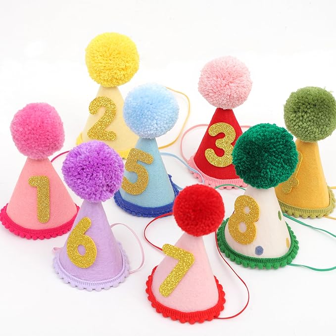 Pet Birthday Hat with Interchangeable Numbers 1-10 | Adjustable Pet Party Cone Hat for Dogs & Cats | Puppy Birthday Photo Props for 1st to 10th Birthday Celebrations (Yellow Birthday Pet Hat)