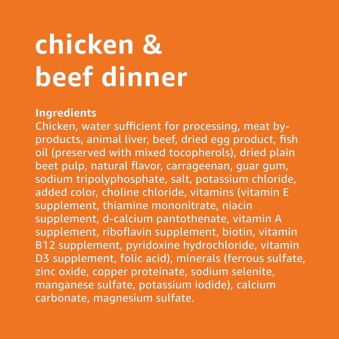 Amazon Basics Puppy Chopped Ground Dinner Canned Dog Food, with Chicken & Beef, 13.2oz (Pack of 12)