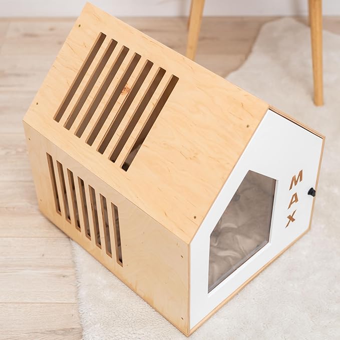 Enjoy The Wood Dog Furniture Crate - Wooden Dog Crates for Small & Medium Dogs - Personalized Housewarming Gift for Pet Owner