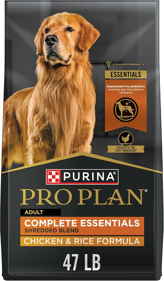 Purina Pro Plan Complete Essentials Shredded Blend Chicken and Rice Dog Food Dry Formula with Probiotics for Dogs - 47 lb. Bag