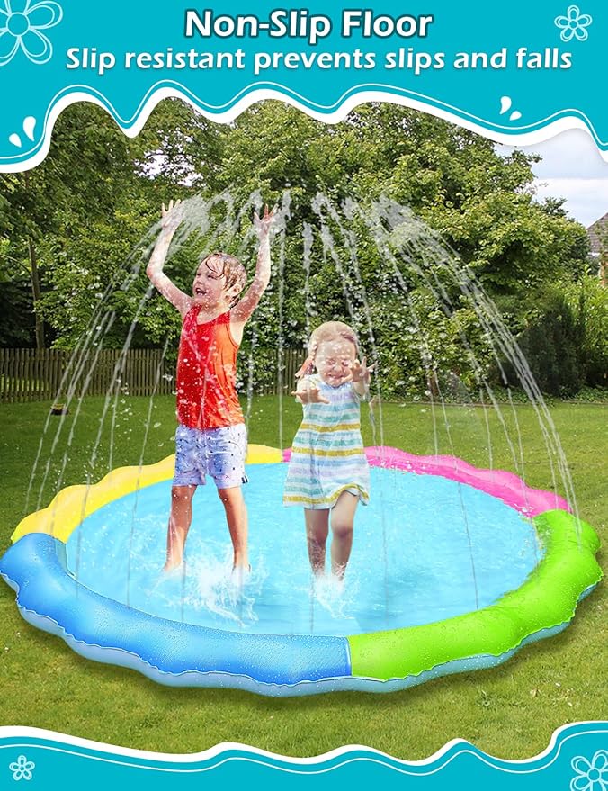 Kids Dog Splash Pad Sprinkler - Jasonwell Non Slip Dog Sprinkler Pad Splash Pool Puppy Dogs Pool Summer Outdoor Water Toys Backyard Durable Splash Pad for Toddlers Kids Small Medium Large Dogs Pet