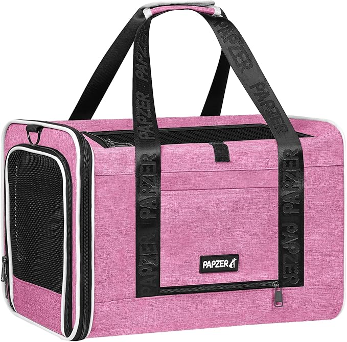 Top Loading Medium Cat Carrier with Privacy Curtain, Delta Approved TSA Pet Travel Crate Suitcase Luggage Sleeve, Soft-Sided Dog Kennel Bag 18x11x11 United Airline Approved Under Seat Pink