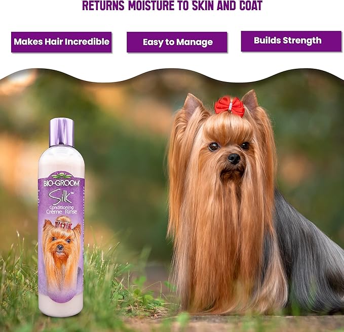 Bio-Groom Silk Creme Rinse Dog Conditioner - Conditioner for Dogs, Puppy Conditioner, Dog Conditioner Detangler, Dog Hair Conditioner - 12 Fl Oz 1-Pack