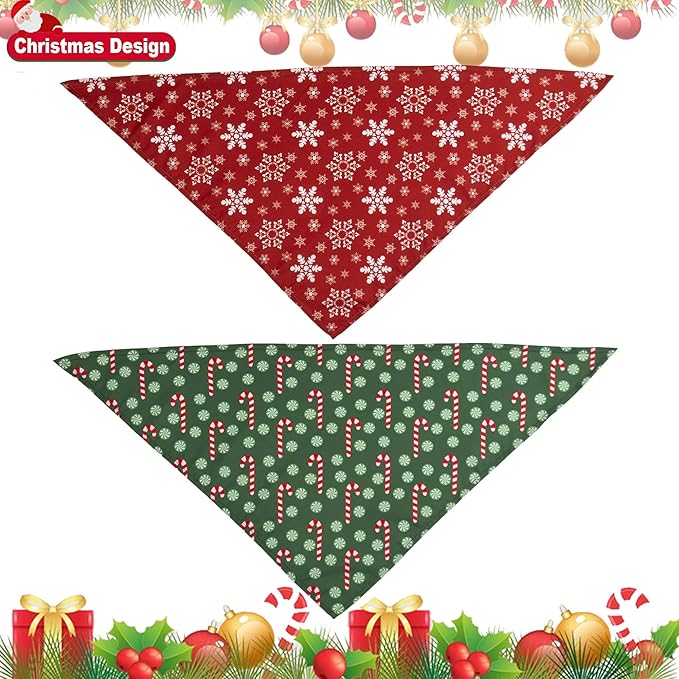 ADOGGYGO 4 Pack Dog Bandana Christmas Scarf Bibs Kerchief Set Pet Christmas Costume Xmas Holiday Bandanas for Small Dogs Pets (Small)