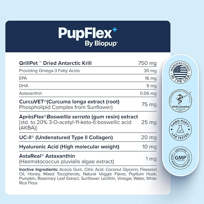 PupFlex+ Hip and Joint Supplement Dogs, Vet Created Soft Chews with UC-II® Collagen for Dogs, CurcuVET® & Omega 3, Proven More Effective Than Glucosamine Chondroitin, Dog Joint Supplement (60 ct)