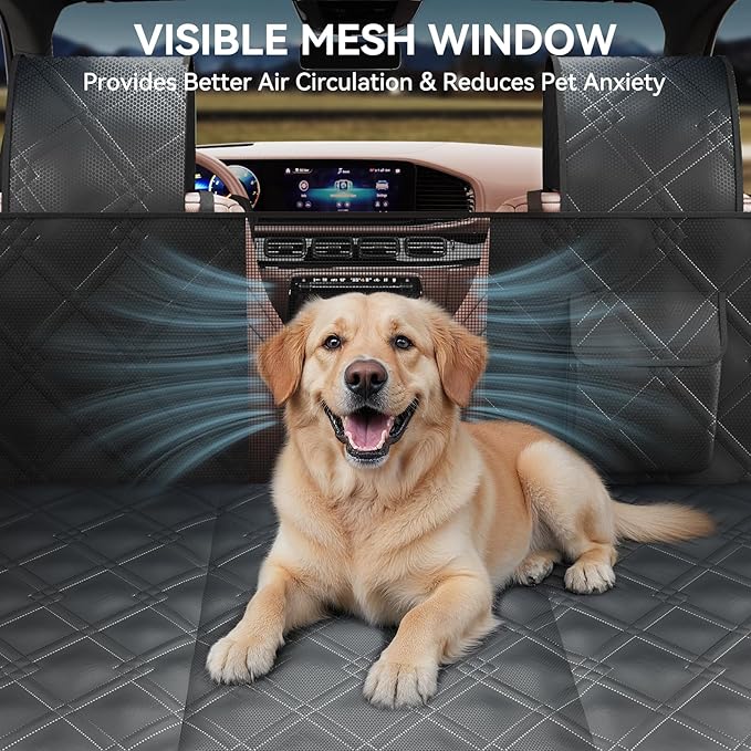 Back Seat Extender for Dogs – Waterproof Dog Seat Cover for Back Seat with Door Protection, Hard Bottom, Holds 420 lbs Dog Hammock for Cars, SUVs & More