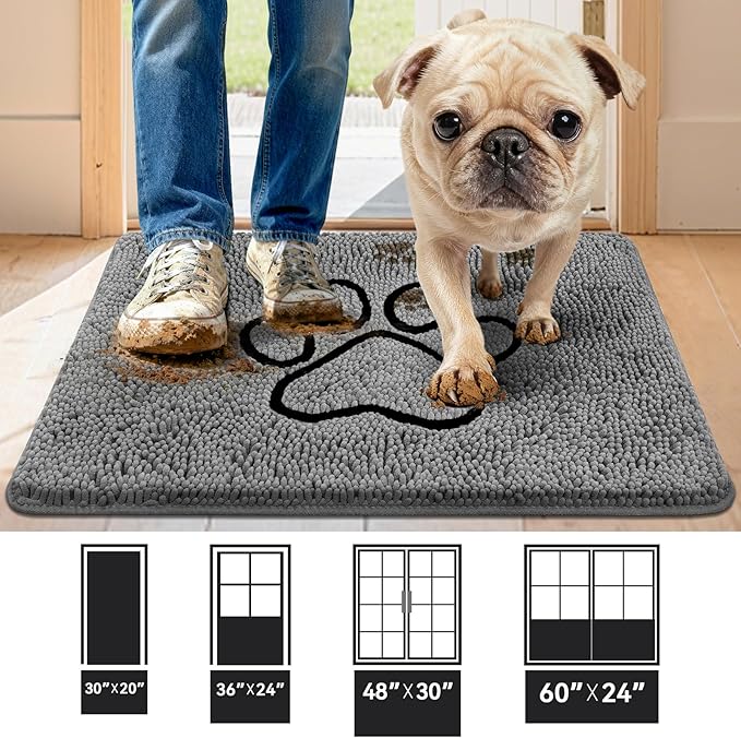 Super Absorbent Dog Door Mat, 30"*20“ Anti Slip Mat for Muddy Paws, Pet Rugs for Dirty Paws Washable That Absorbs Moisture and Dirt, for Dog Cage and Pet Resting Carpet