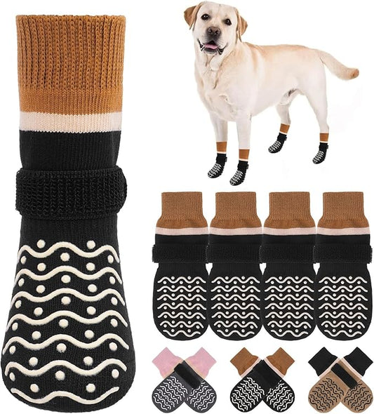 BEAUTYZOO Dog Socks, Non Slip Dog Socks to Prevent Licking Paws -Dog Boots & Paw Protectors with Grippers on Hardwood Floors, Dog Shoes for Hot/Cold Pavement Small Medium Large Senior Dogs Booties