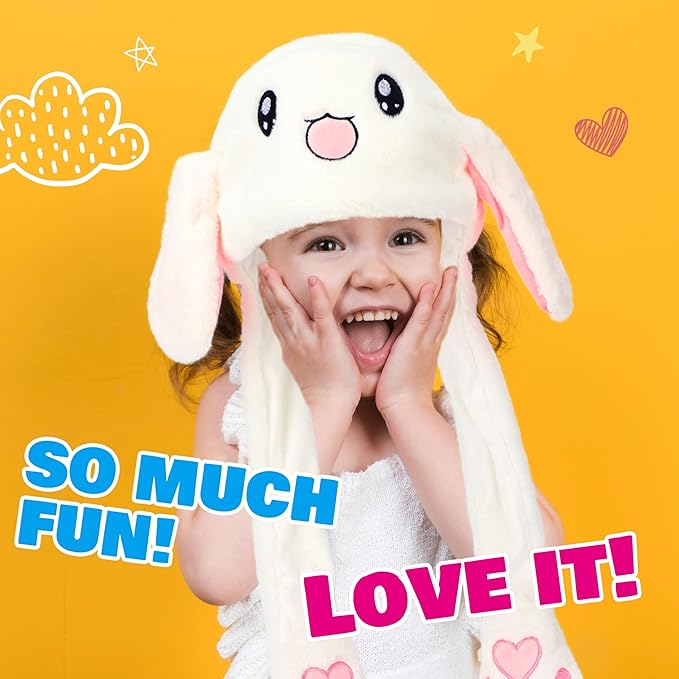 Animal Hat with Ears Moving Jumping Pop Up Beating Hat Plush Holiday Cosplay Dress Up Funny Gift for Kids