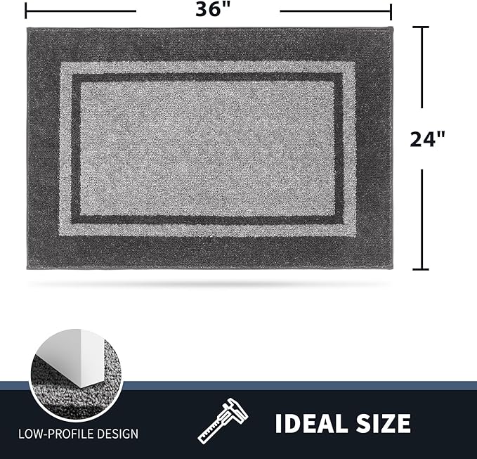 PURRUGS Dirt Trapping Door Mat 24" x 36", Non-Slip/Skid Machine Washable Entryway Rug, Shoes Scraper, Area Rug, Super Absorbent Welcome Mat for Muddy Wet Shoes and Paws, Light Grey & Dark Grey