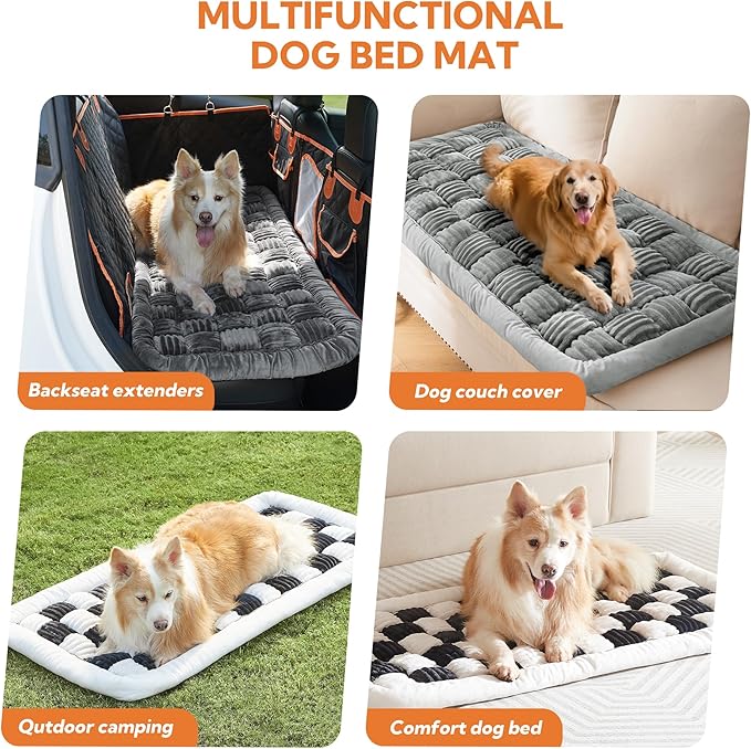 Soulbond Backseat Pet Bed Mat,Dog Bed for Car,Fuzzy Dog Seat Cover for Car Back Seat, Non-Slip Travel Pet Mat, Fit for Backseat Extenders and Seat Covers(Light Gray)