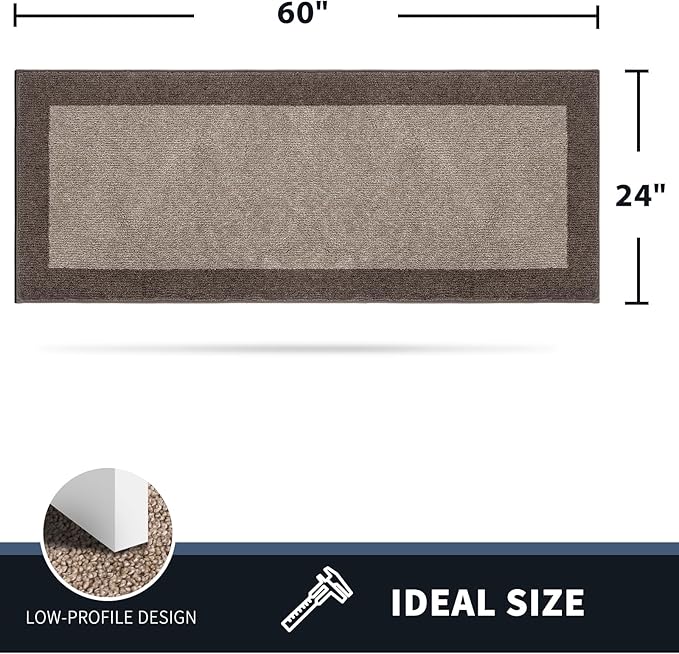 PURRUGS Dirt Trapping Door Mat 24" x 60", Non-Slip/Skid Machine Washable Entryway Rug, Shoes Scraper, Throw Rug, Super Absorbent Area Rug for Muddy Wet Shoes and Paws, Beige & Grayish Brown