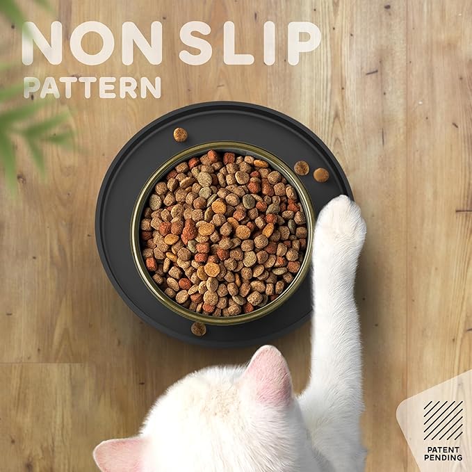 Dog Food Mat Round 10" - Raised Edges Dogs Mat for Food and Water Prevent Spill, Waterproof Cat Food Mats Protect Floors, Easy Clean Dog Bowl Mats for Food and Water, Silicone Pet Feeding Placemats