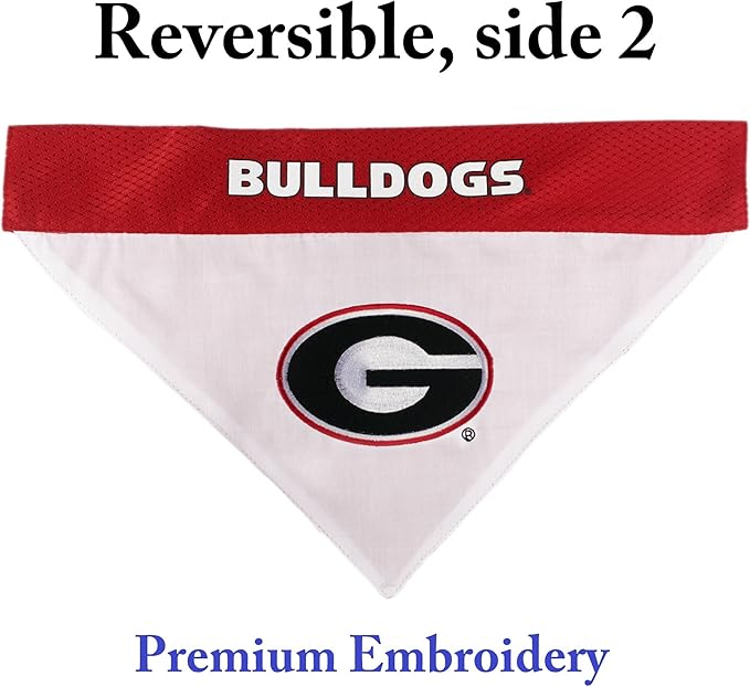 Pets First Collegiate Pet Accessories, Reversible Bandana, Georgia Bulldogs, Small/Medium