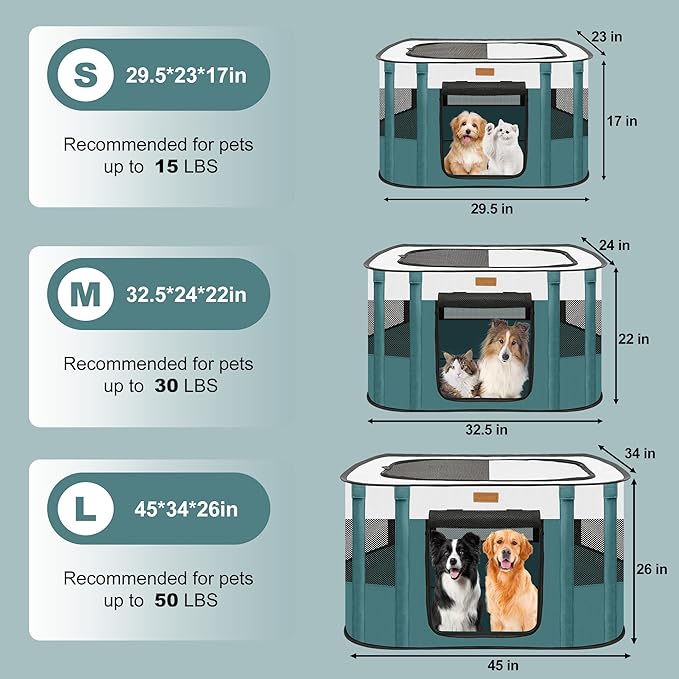 Dog Playpen - Foldable Cat Play Pens for Pubby,Kitten, Rabbit,Portable Pet Tent with Carring Bag for Indoor/Outdoor Travel Camping (Blue-Small)