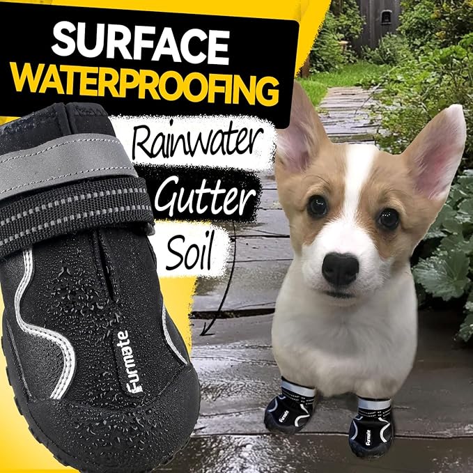 Dog Shoes for Large Small Medium Dogs,Dog Booties for Indoor Hardfloors Anti-Slip,Reflective Strip Waterproof Dog Boots & Paw Protectors for Outdoor Walking Hot Pavement,Winter Snow (Black-5)