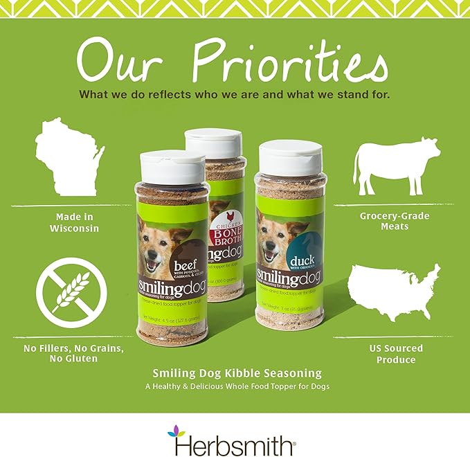 Herbsmith Bone Broth Kibble Seasoning - Freeze Dried Meat + Bone Broth Powder for Dogs - Chicken - 3.5 oz