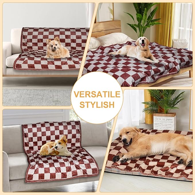 Premium Soft Dog Blanket, with Flannel Beige Cute Paw Print,43 * 30 inches, Cat Blanket Puppy Supplies Dog Products Stuff Essentials