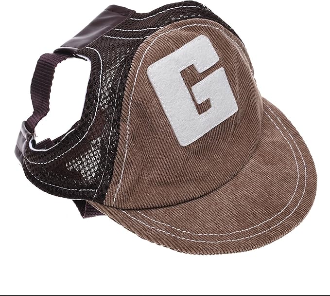 Pet Dog Baseball Cap Sport Cap Hat - Outdoor Hat Sun Protection Summer Cap for Small Medium Large Dog (Small Cap, Brown)