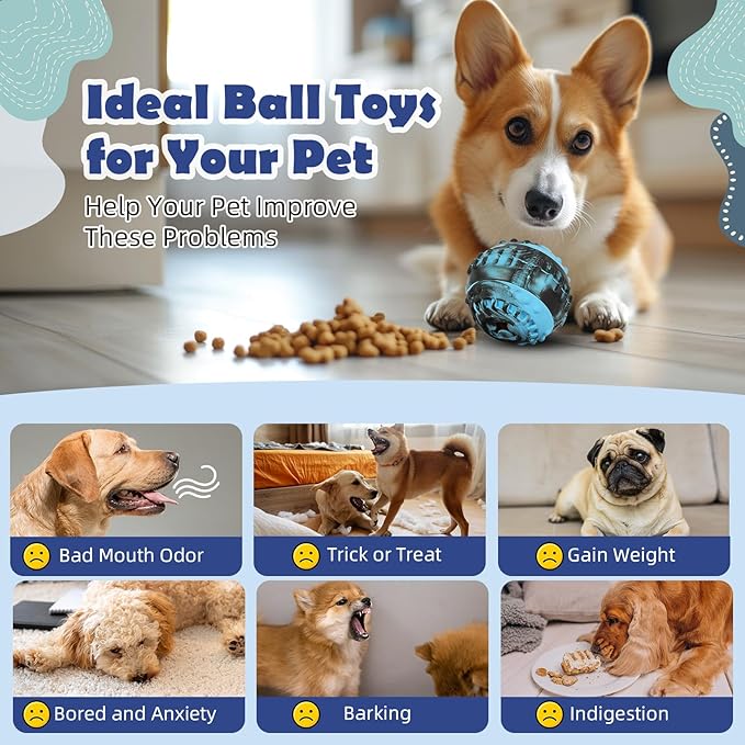 4-IN-1 Dog Toys - Frozen Dog Treat to Keep Them Busy, Treats Puzzle Ball Toy, Interactive Treat Dispensing Dog Toy, Durable Rubber Chew Toys, DIY Freezable Fillable Treat Toy, Mental Enrichment Toys