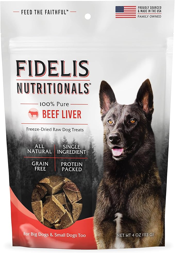 FIDELIS Freeze Dried Raw Dog Food with Superfoods for All Dog Breeds (32 oz) - Raw Beef Liver, Single Ingredient, Grain-Free, Gluten-Free (4 oz)