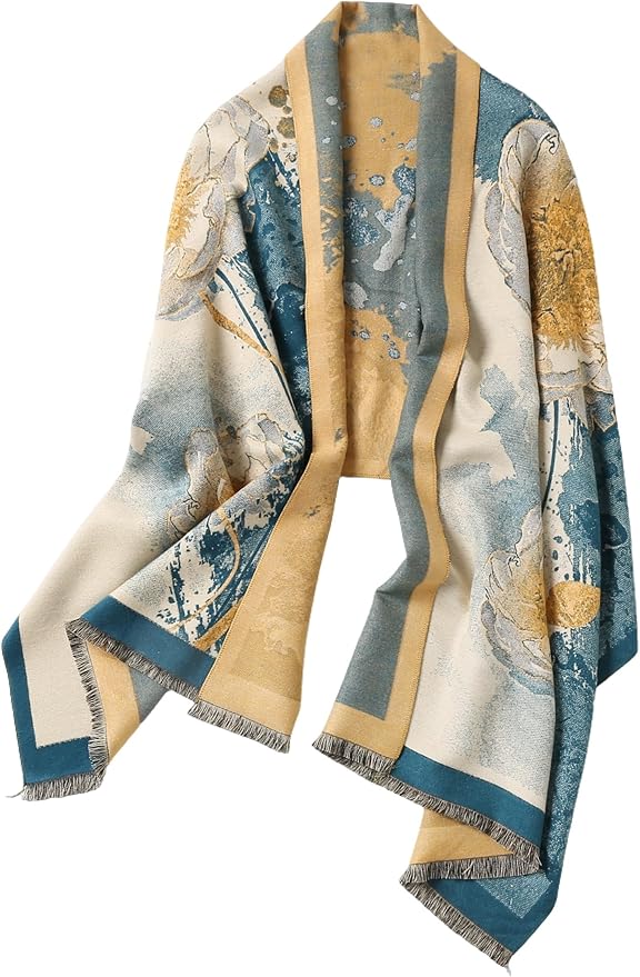 Jeelow Womens Pashmina Shawl Wrap Scarf - Elegant Dressy Evening Poncho Cape for Formal and Wedding Outfits