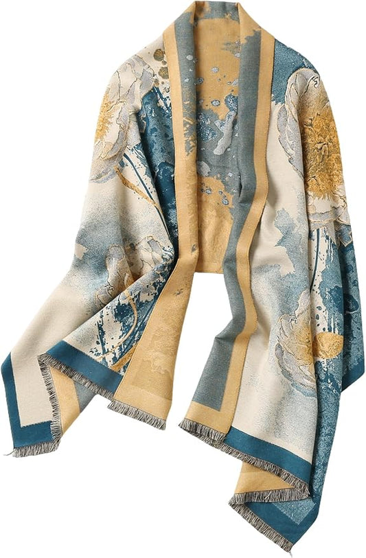 Jeelow Womens Pashmina Shawl Wrap Scarf - Elegant Dressy Evening Poncho Cape for Formal and Wedding Outfits