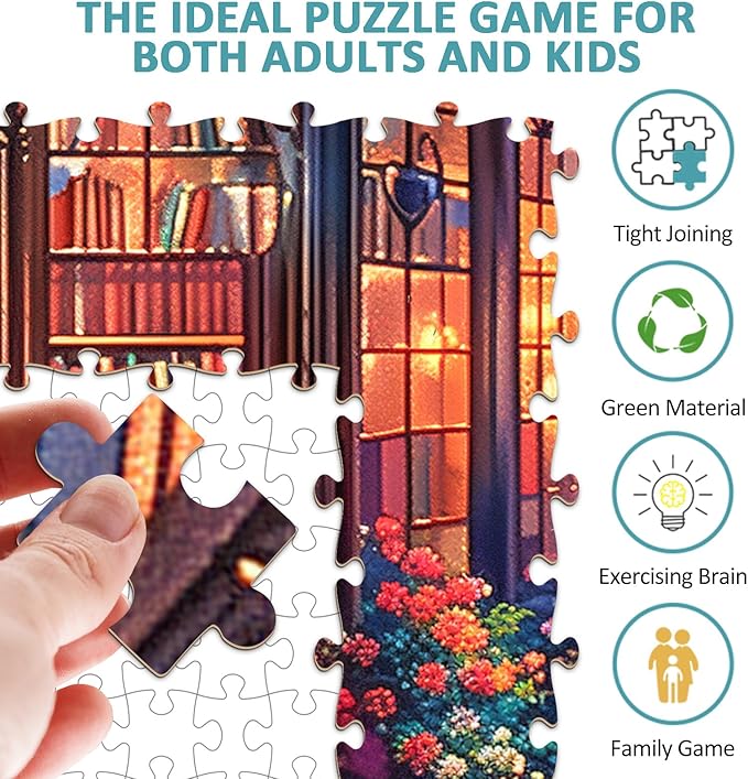 Street Landscape Puzzles for Adults 1000 Pieces, Jigsaw Puzzles 1000 Pieces for Adults, Fun Puzzles with Letters On Back, Challenging Game Toys, Family Decoration Puzzle (19 * 27in)