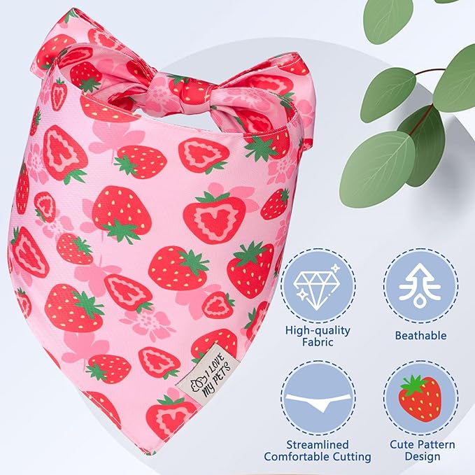 SCENEREAL Summer Dog Bandana, Double Side Dog Scarf for Small Medium Large Dogs Cats Puppy,Holiday Bandanas for Dogs Boys Girls, Premium & Soft Fabric Pet Accessories for Birthday Party Days, (Size S)