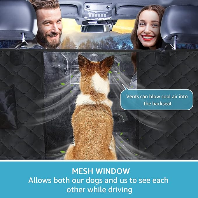 Lassie Truck Car Seat Covers, Waterproof Dog Hammock with 2 Seat Belts and Storage Bags, Protectors for F150 F250 Ram 1500 2500 Silverado Sierra Tundra