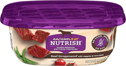 Nutrish Rachael Ray Premium Natural Wet Dog Food, Beef Stroganwoof Recipe, 8 Ounce Tub (Pack of 8)