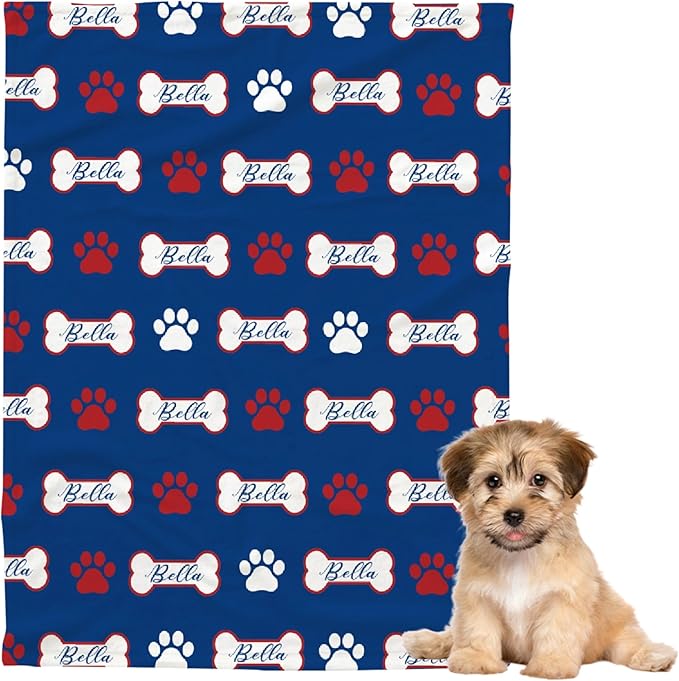 Personalized Pet Blanket,Custom Pet Blanket with Name Photo,Puppy Blanket Gift for Dogs Cats Lovers Mom Dad,Soft Cozy Fleece Throw for Bed Sofa Travel Extra Small 40"x30" for Pet