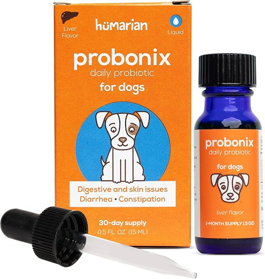 Humarian Probonix Liquid Probiotics for Dogs - 8-Strain Dog Probiotic Drops to Fortify Canine Gut Health, Dental Health, Immunity and More - 30-Day Supply - Liver Flavor