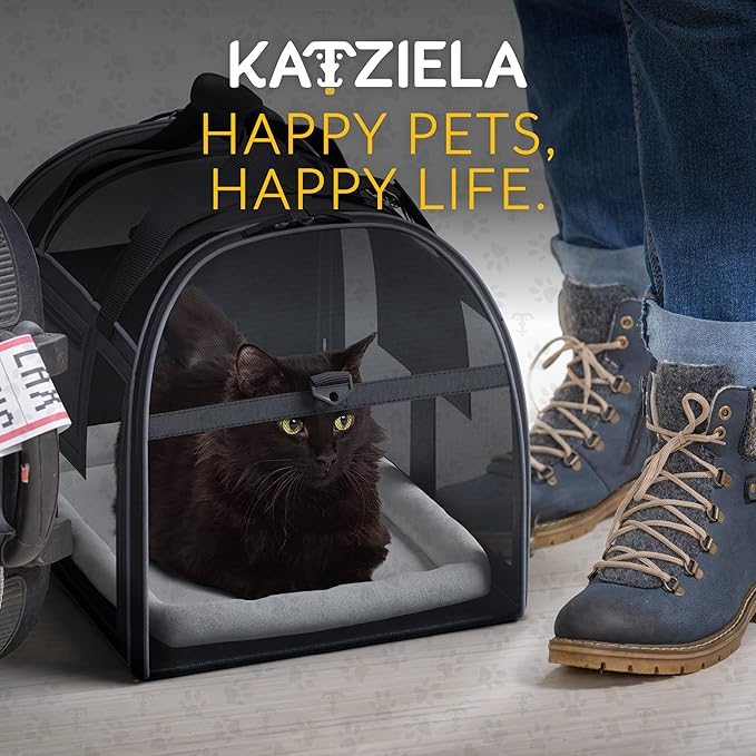 Airline Compliant Pet Carrier - Rolling Portable Travel Carry Crate for Small Dog, Puppy or Cat - Soft Removable Wheeled Design with Mesh Window Sides - Airplane and TSA Compliant- by Katziela