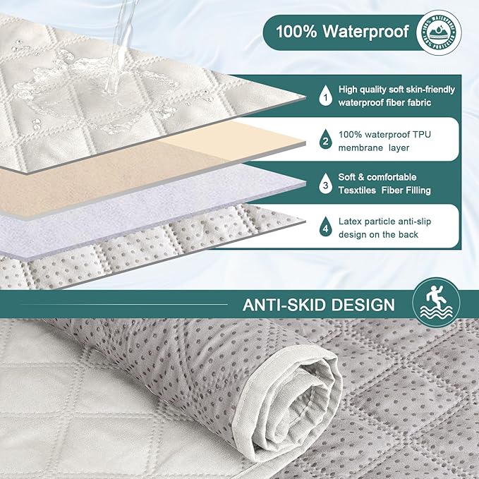 Ruaozz Waterproof Recliner Couch Covers 1-Piece Sofa Covers Washable Recliner Covers Non-Slip Furniture Protector with Elastic Straps Pocket for Kids, Pets(Beige, 3 Seater)