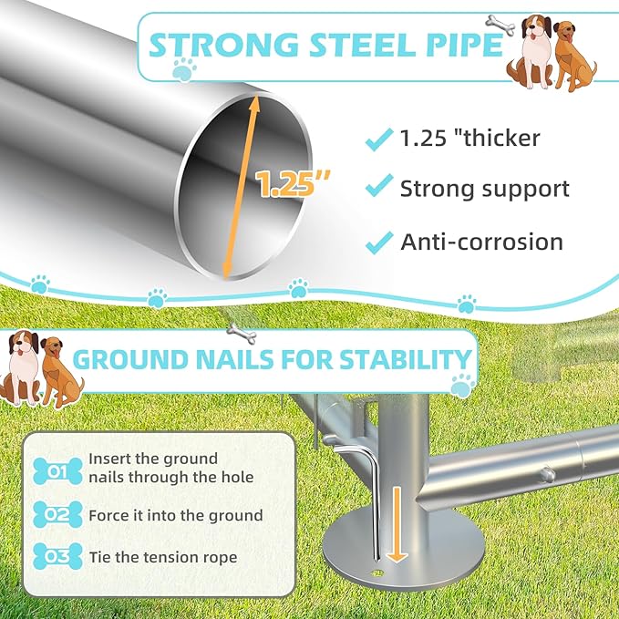 Erinnyees 10FT x 10FT Outdoor Dog Kennel with Roof, Dog Kennel Outside Dog Run Fence, Large Dog House Pen Enclosure with Secure Lock and Textilene Door