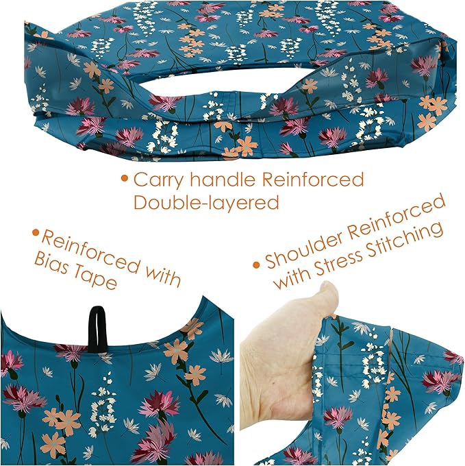 BeeGreen Aesthetic Tote Bags Flowering Shrub Gifts for Women Travel Floral Reusable Grocery Bags Shopping Bags Bulk 6 Pack 50LBS X-Large Foldable-Machine Washable