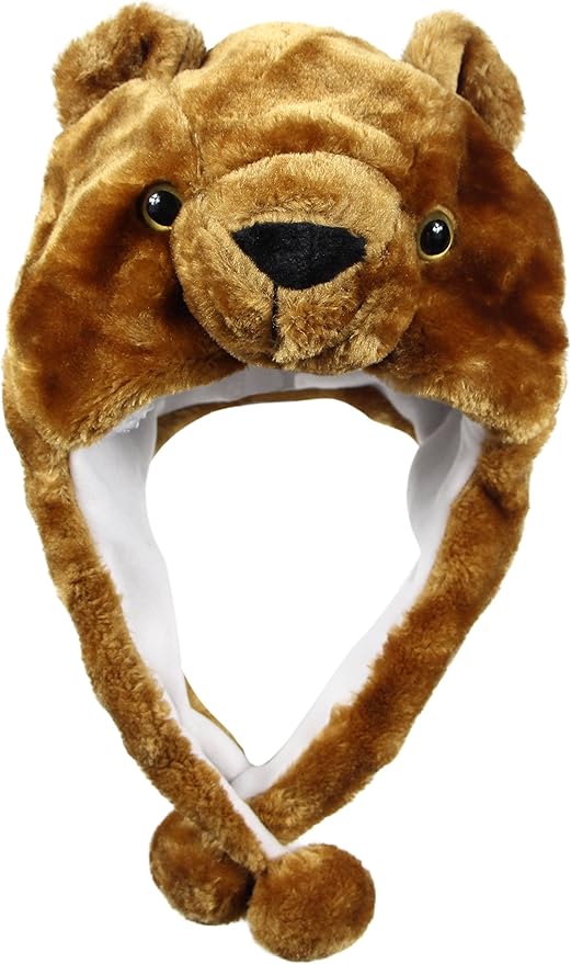 Plush Fun Animal Hats One Size Cap Polyester With Fleece Lining