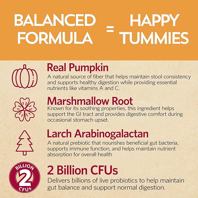 Pumpkin for Dogs with Probiotics, 7-Day Serving for Diet Changes & Upset Stomach, Smooth Move Probiotics for Dogs for Digestive Gut Health