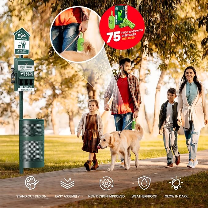 ALAGPRO® NEW 2025 Pet Waste Station Outdoor Dog Waste Station with Hand Sanitizer Bottle, Commercial Dog Poop Station with Free 600 Roll Waste Bags & 50 Can Liners for Backyard, Park & HOA's
