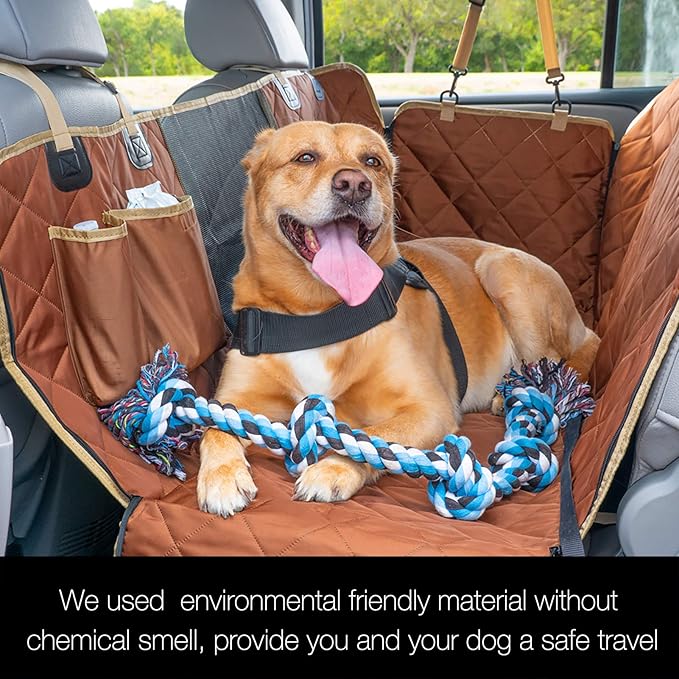 iBuddy Dog Seat Cover for SUV and Small Truck, Waterproof Car Hammock Heavy Duty Back Seat Cover for Dog with Mesh Window Durable Scratchproof Pet Car Seat Protector for Rav4 CR-V Jeeps