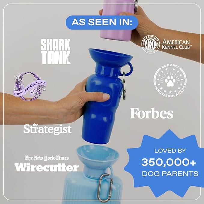 Springer by Springland Dog Water Bottle | Portable Travel Water Bottle Dispenser for Dogs | Dog Gift Seen on Oprah's Favorite Things, Shark Tank | Leak-Proof Bottles | BPA-Free 22oz Indigo