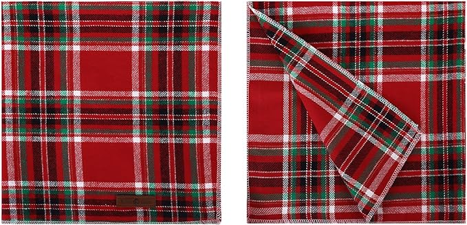 Lionet Paws Christmas Dog Bandana Washable Cotton Handkerchief Scarf Triangle Red Plaid Dog Bandanas for Medium Large Dogs Girl Boy