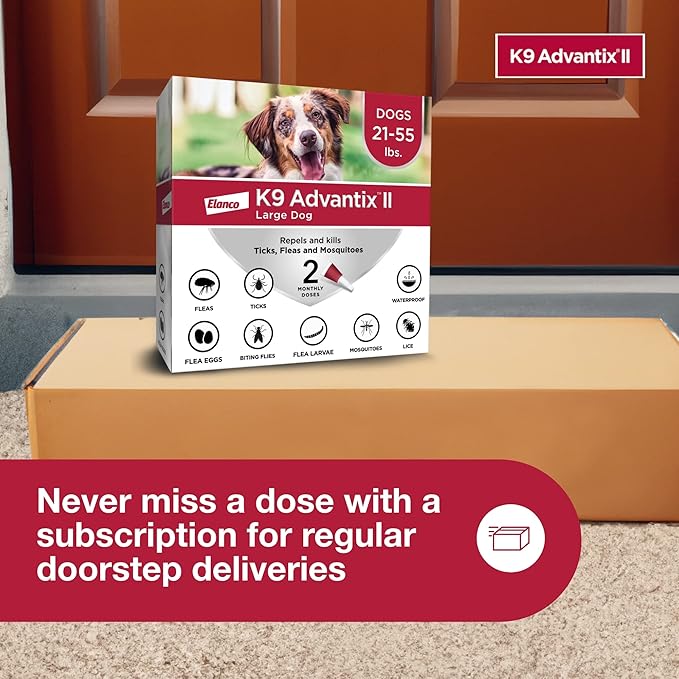 K9 Advantix II Large Dog Vet-Recommended Flea, Tick & Mosquito Treatment & Prevention | Dogs 21-55 lbs. | 2-Mo Supply (Packaging may vary)