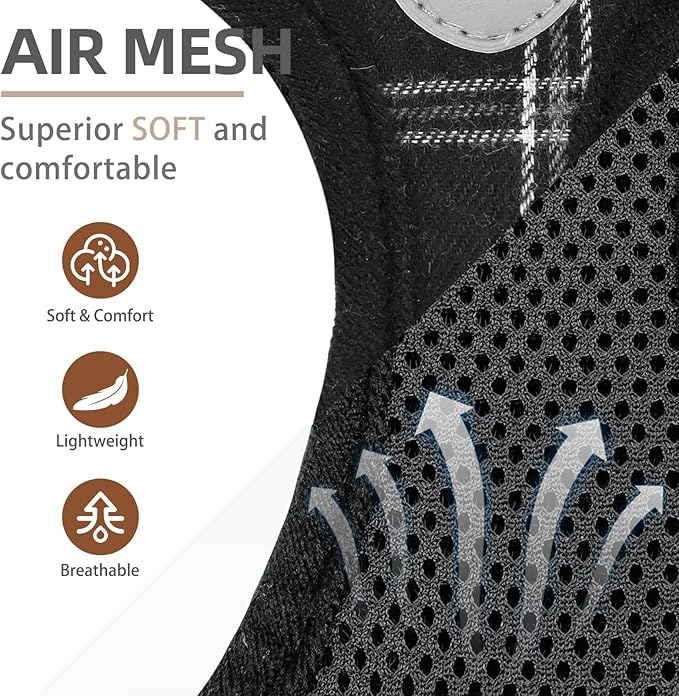 PUPTECK Adjustable Dog Harness Collar and Leash Set Step in No Pull Pet Harness for Small Medium Dogs Puppy and Cats Outdoor Walking Running, Soft Mesh Padded Reflective Vest Harnesses, Black S